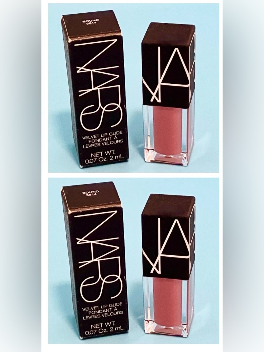 Nars BOUND (2) pcs Velvet Lip Glide Gloss Lipstick Travel Sz. New in Boxes